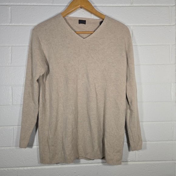 120% Cashmere Sweaters - 120% Cashmere Ribbed Knit Sweater Oversized Small Neutral Classic Capsule Luxury